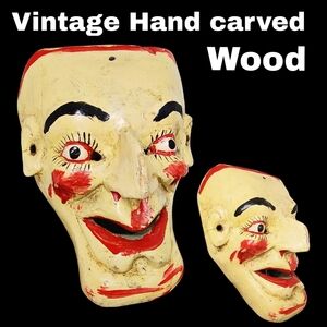 Vintage Antique Hand-Carved Wooden Mask